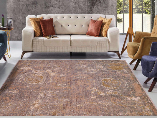 handmade Modern Modern Gray Brown Hand Knotted RECTANGLE WOOL&SILK area rug 8' x 10'