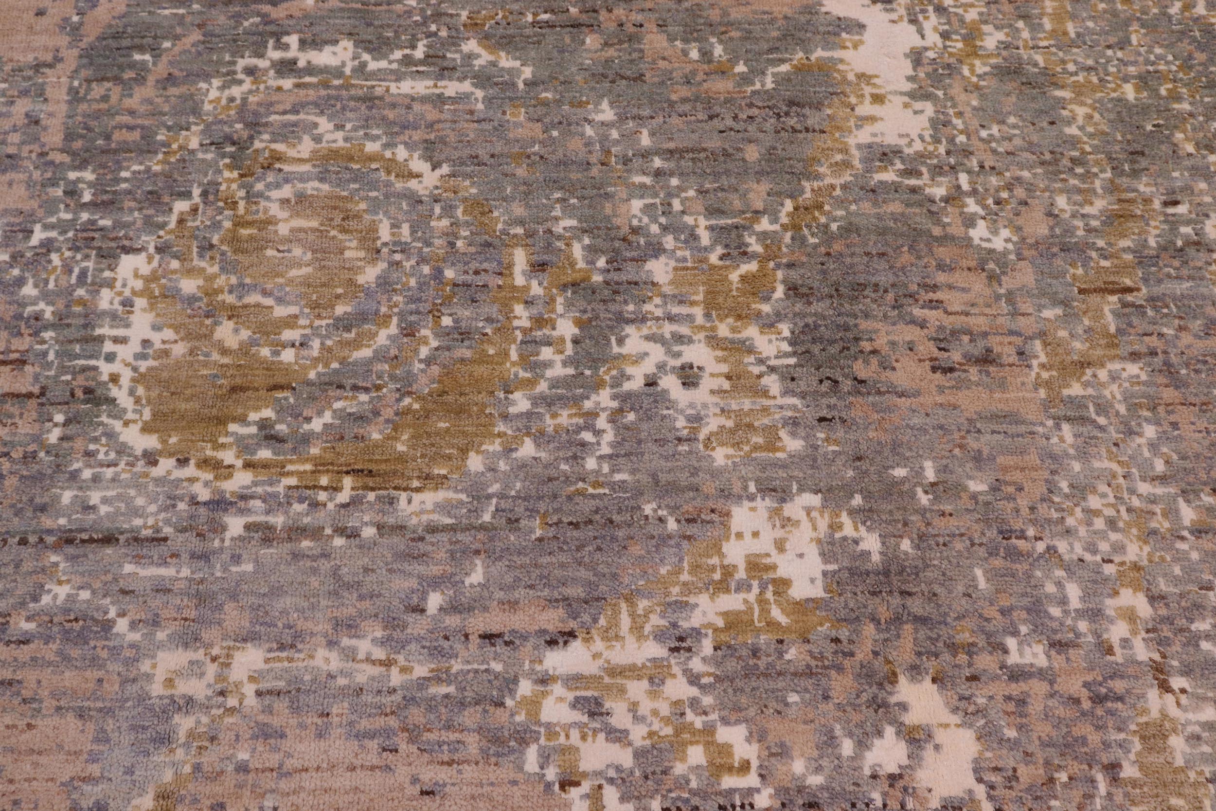 handmade Modern Modern Gray Brown Hand Knotted RECTANGLE WOOL&SILK area rug 8' x 10'