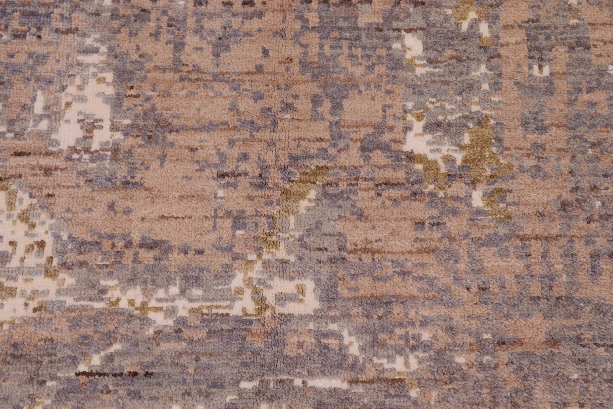 handmade Modern Modern Gray Brown Hand Knotted RECTANGLE WOOL&SILK area rug 8' x 10'