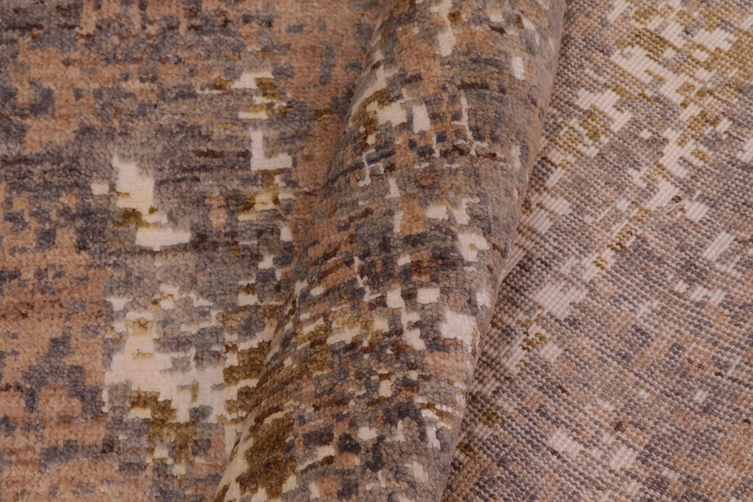 handmade Modern Modern Gray Brown Hand Knotted RECTANGLE WOOL&SILK area rug 8' x 10'