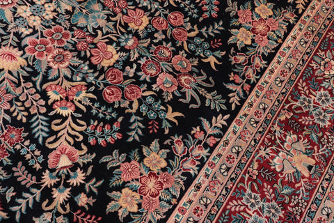 handmade Traditional Abusson Black Red Hand Knotted RECTANGLE 100% WOOL area rug 9x12