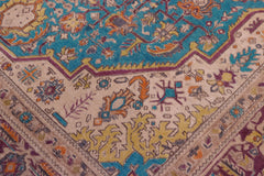handmade Vintage Tabriz Blue Purple Hand Knotted RECTANGLE 100% WOOL area rug 8' x 11'