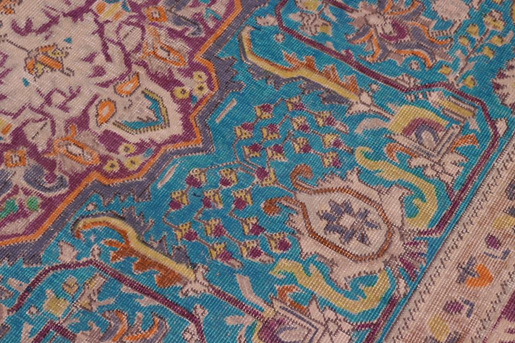 handmade Vintage Tabriz Blue Purple Hand Knotted RECTANGLE 100% WOOL area rug 8 x 11