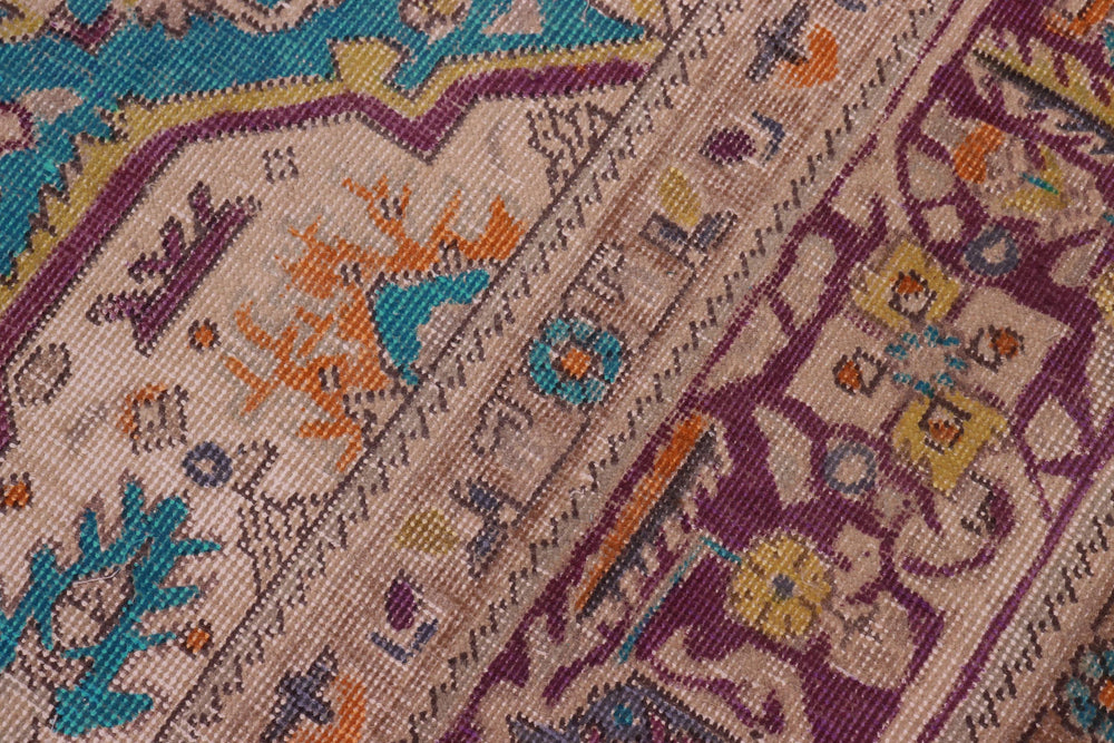 handmade Vintage Tabriz Blue Purple Hand Knotted RECTANGLE 100% WOOL area rug 8' x 11'