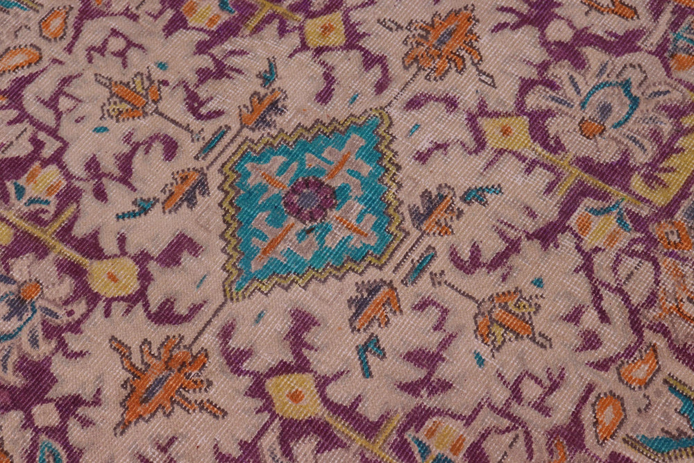 handmade Vintage Tabriz Blue Purple Hand Knotted RECTANGLE 100% WOOL area rug 8' x 11'
