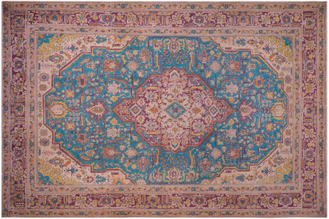 handmade Vintage Tabriz Blue Purple Hand Knotted RECTANGLE 100% WOOL area rug 8' x 11'