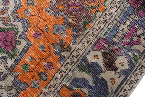 handmade Vintage Tabriz Orange Blue Hand Knotted RUNNER 100% WOOL area rug 5' x 10'