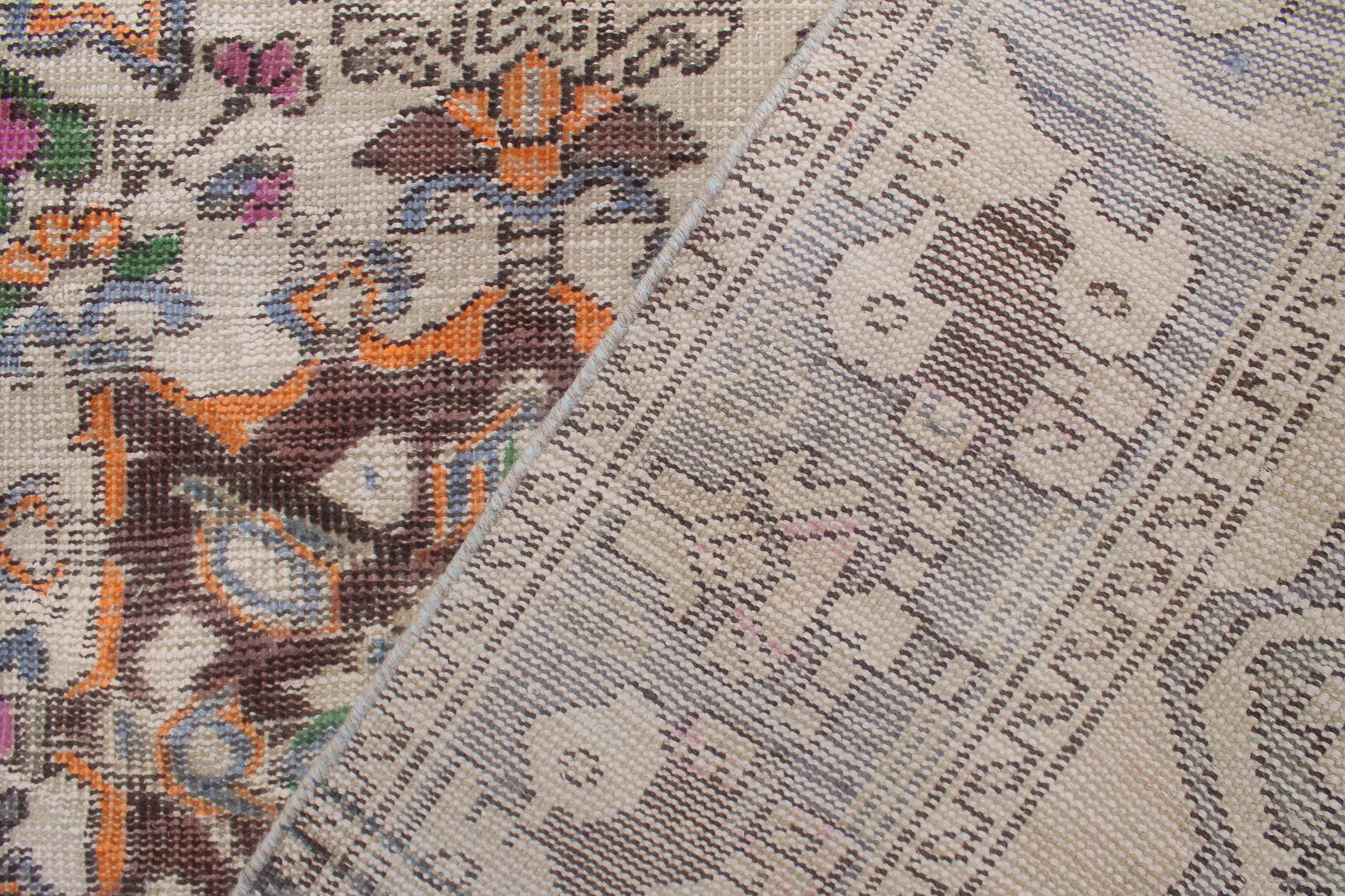 handmade Vintage Tabriz Orange Blue Hand Knotted RUNNER 100% WOOL area rug 5' x 10'