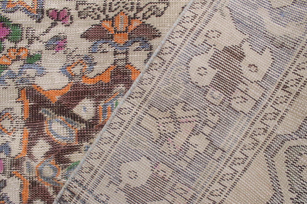 handmade Vintage Tabriz Orange Blue Hand Knotted RUNNER 100% WOOL area rug 5' x 10'