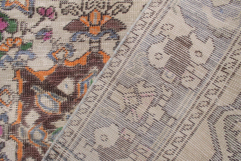 handmade Vintage Tabriz Orange Blue Hand Knotted RUNNER 100% WOOL area rug 5' x 10'
