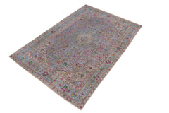 handmade Vintage Tabriz Gray Blue Hand Knotted RECTANGLE 100% WOOL area rug 6' x 10'