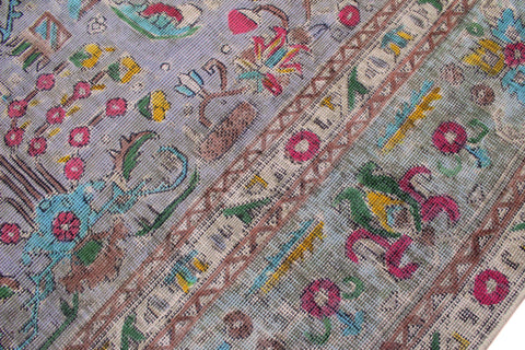 handmade Vintage Tabriz Gray Blue Hand Knotted RECTANGLE 100% WOOL area rug 6' x 10'