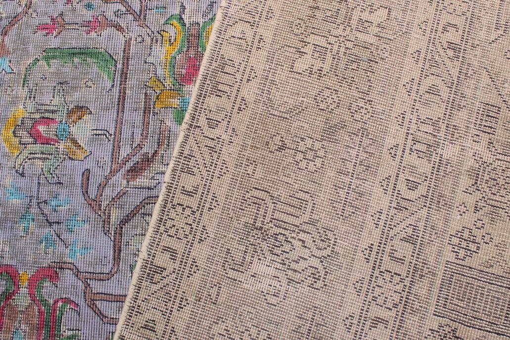 handmade Vintage Tabriz Gray Blue Hand Knotted RECTANGLE 100% WOOL area rug 6 x 10