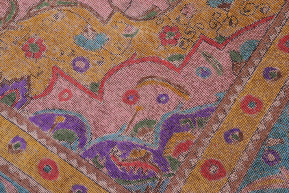 handmade Vintage Tabriz Pink Blue Hand Knotted RECTANGLE 100% WOOL area rug 9' x 12'