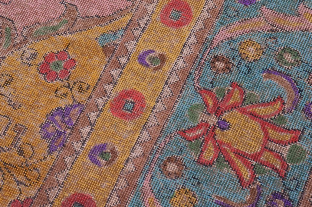 handmade Vintage Tabriz Pink Blue Hand Knotted RECTANGLE 100% WOOL area rug 9 x 12