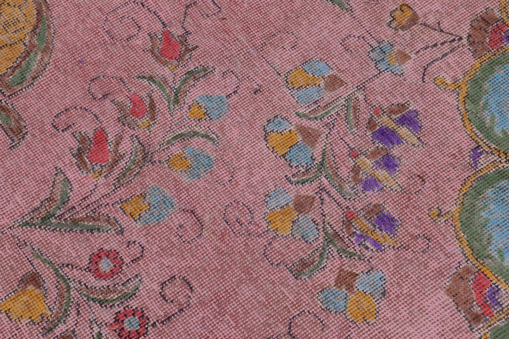handmade Vintage Tabriz Pink Blue Hand Knotted RECTANGLE 100% WOOL area rug 9' x 12'