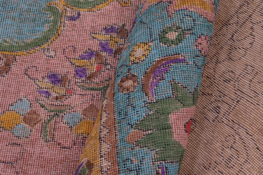 handmade Vintage Tabriz Pink Blue Hand Knotted RECTANGLE 100% WOOL area rug 9 x 12