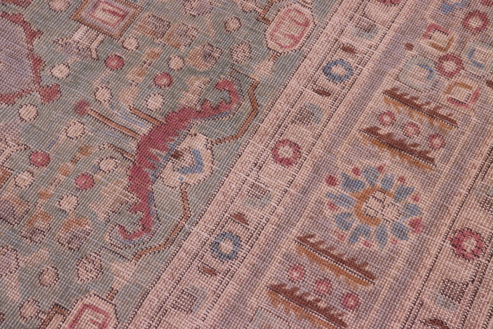 handmade Vintage Tabriz Green Gray Hand Knotted RECTANGLE 100% WOOL area rug 8' x 11'