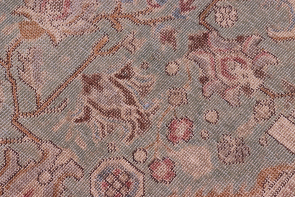 handmade Vintage Tabriz Green Gray Hand Knotted RECTANGLE 100% WOOL area rug 8' x 11'