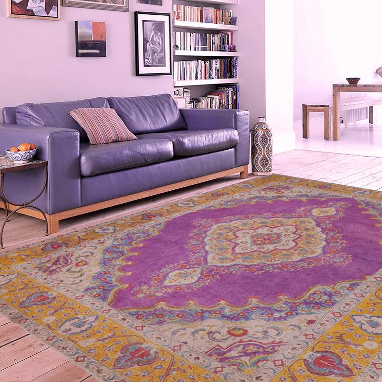 handmade Vintage Tabriz Light Purpl Yellow Hand Knotted RECTANGLE 100% WOOL area rug 9 x 12