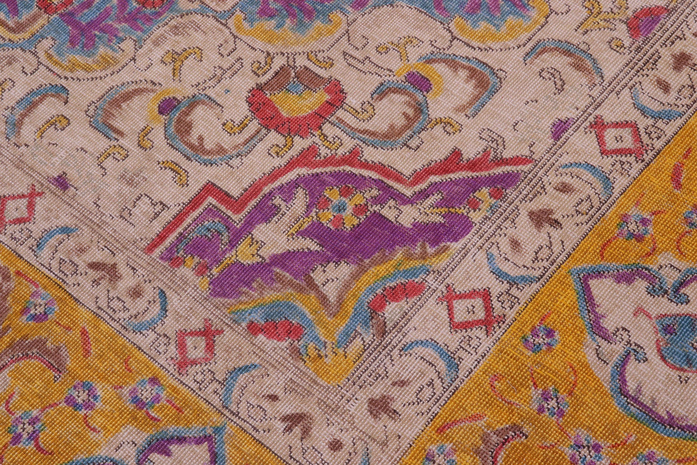 handmade Vintage Tabriz Light Purpl Yellow Hand Knotted RECTANGLE 100% WOOL area rug 9' x 12'
