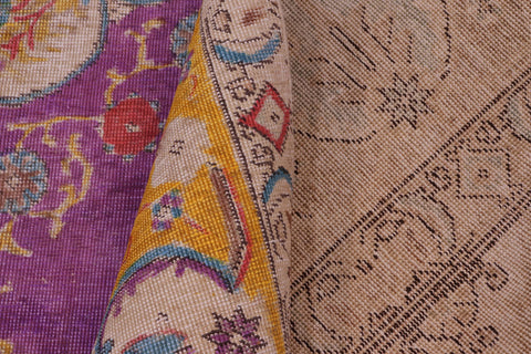 handmade Vintage Tabriz Light Purpl Yellow Hand Knotted RECTANGLE 100% WOOL area rug 9' x 12'