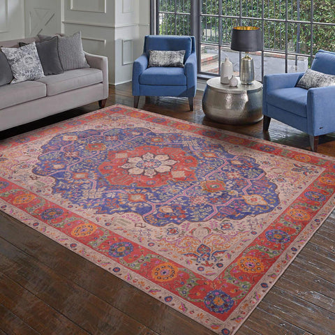 handmade Vintage Tabriz Blue Red Hand Knotted RECTANGLE 100% WOOL area rug 9' x 13'