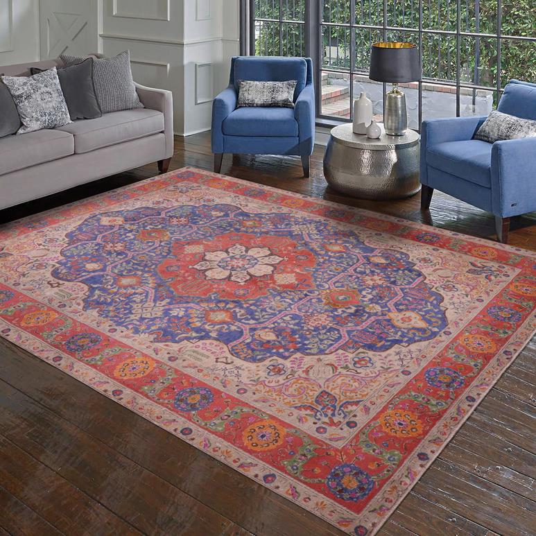 handmade Vintage Tabriz Blue Red Hand Knotted RECTANGLE 100% WOOL area rug 9 x 13