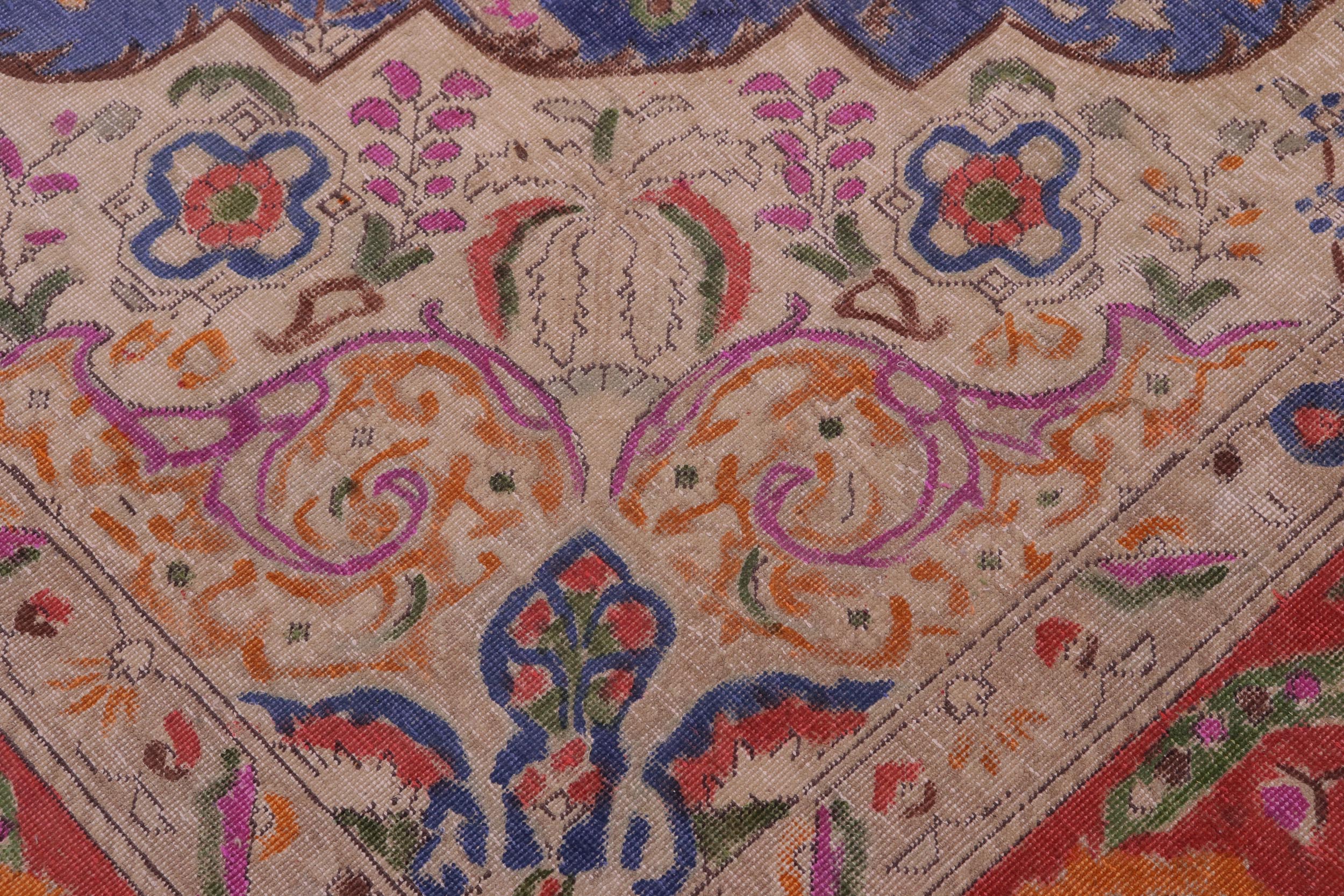 handmade Vintage Tabriz Blue Red Hand Knotted RECTANGLE 100% WOOL area rug 9' x 13'