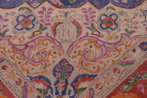 handmade Vintage Tabriz Blue Red Hand Knotted RECTANGLE 100% WOOL area rug 9' x 13'