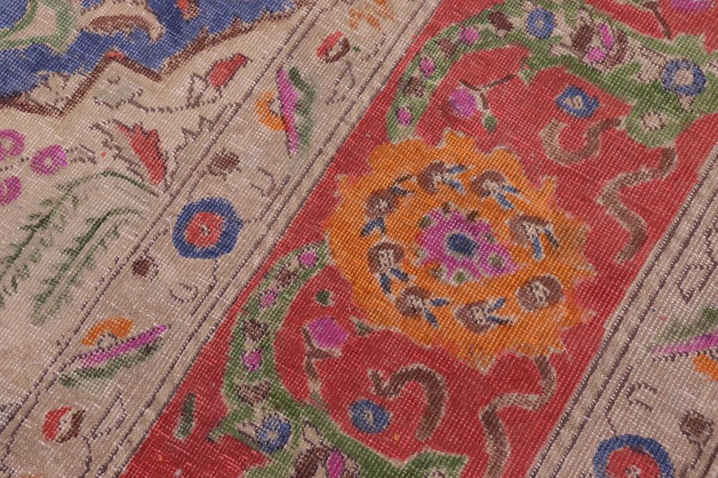 handmade Vintage Tabriz Blue Red Hand Knotted RECTANGLE 100% WOOL area rug 9 x 13