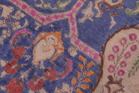 handmade Vintage Tabriz Blue Red Hand Knotted RECTANGLE 100% WOOL area rug 9' x 13'