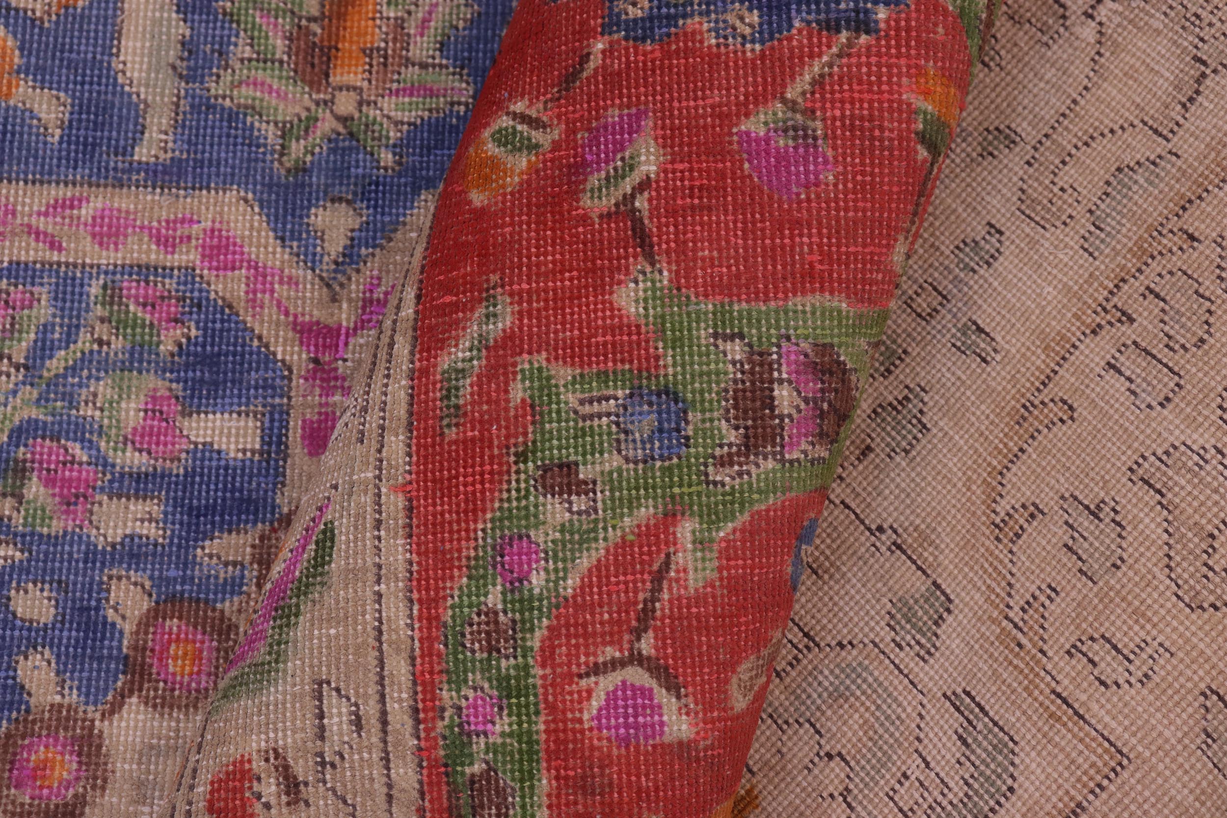 handmade Vintage Tabriz Blue Red Hand Knotted RECTANGLE 100% WOOL area rug 9' x 13'