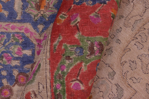 handmade Vintage Tabriz Blue Red Hand Knotted RECTANGLE 100% WOOL area rug 9' x 13'