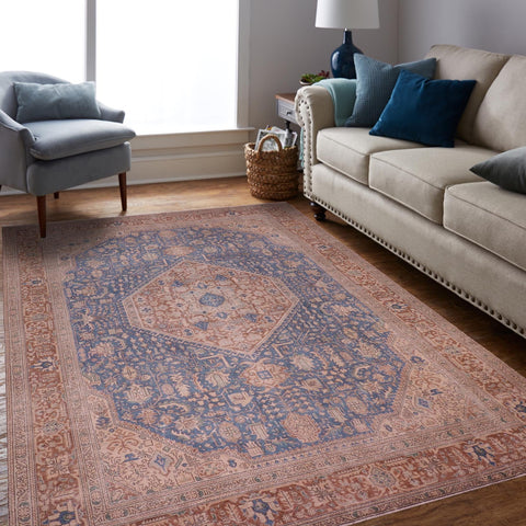 handmade Vintage Tabriz Blue Brown Hand Knotted RECTANGLE 100% WOOL area rug 8' x 11'