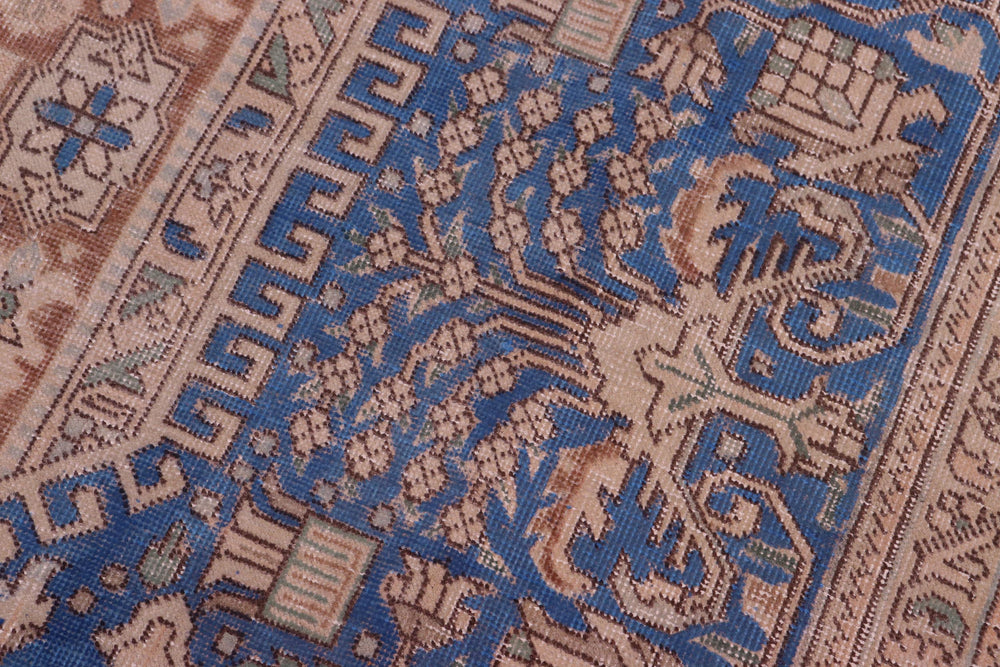 handmade Vintage Tabriz Blue Brown Hand Knotted RECTANGLE 100% WOOL area rug 8' x 11'