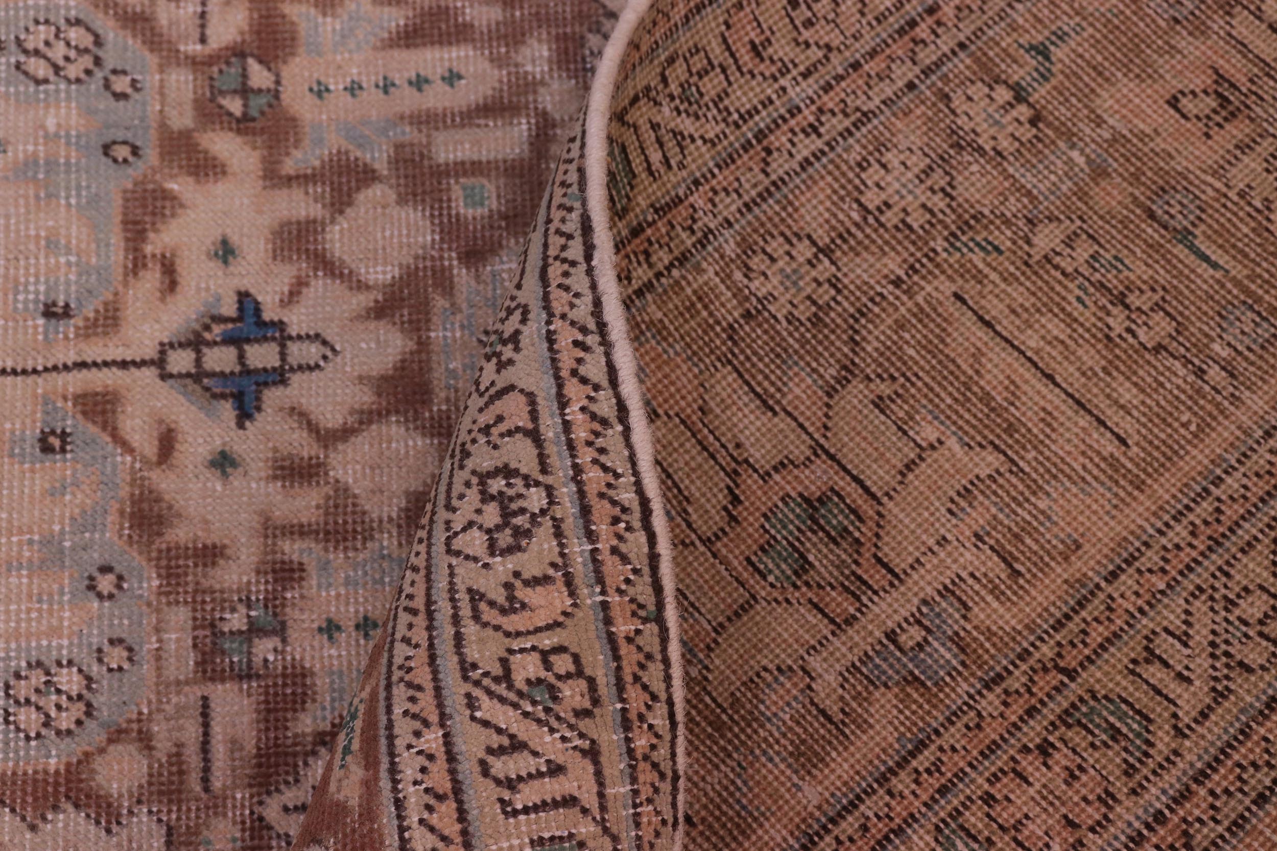 handmade Vintage Tabriz Blue Brown Hand Knotted RECTANGLE 100% WOOL area rug 8' x 11'