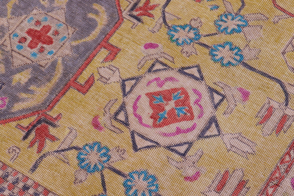 handmade Vintage Tabriz Yellow Gray Hand Knotted RECTANGLE 100% WOOL area rug 9' x 12'