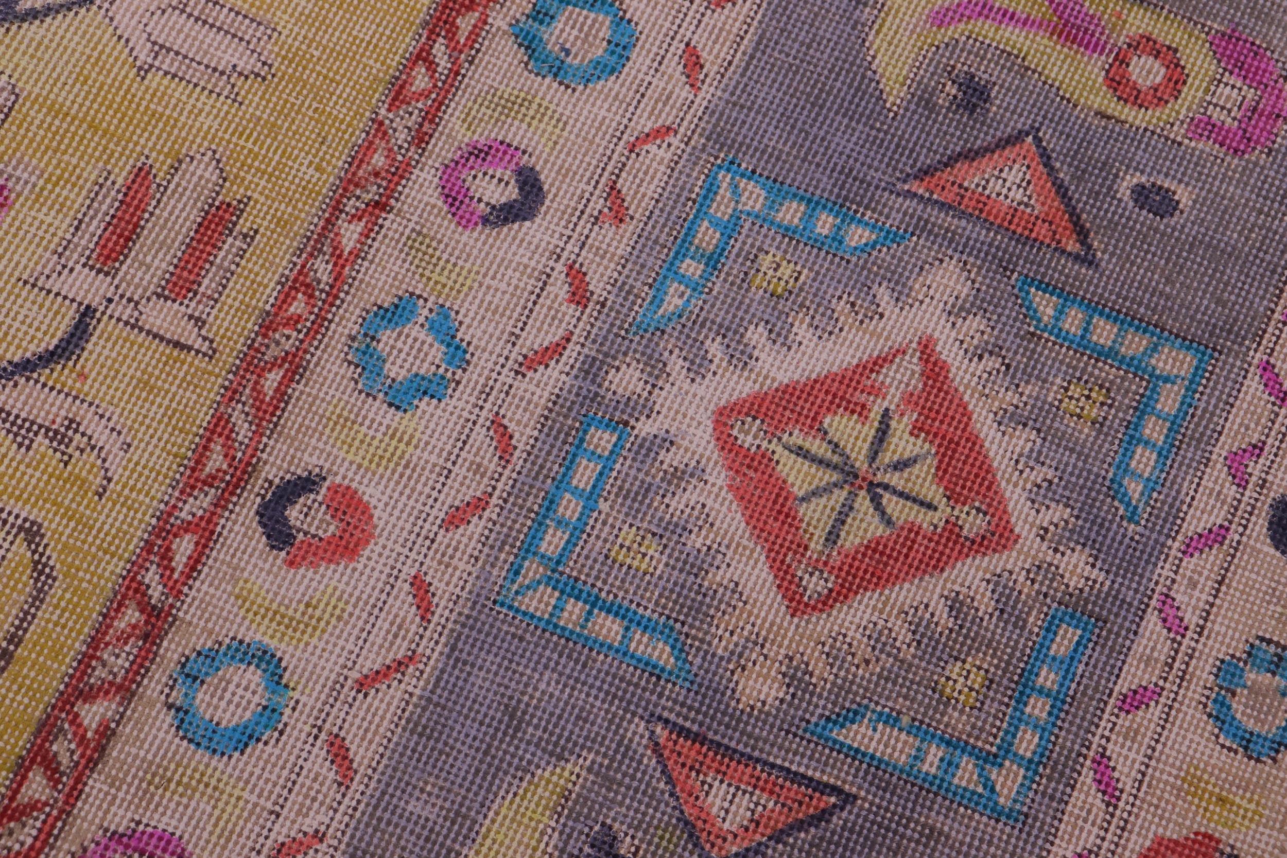 handmade Vintage Tabriz Yellow Gray Hand Knotted RECTANGLE 100% WOOL area rug 9' x 12'