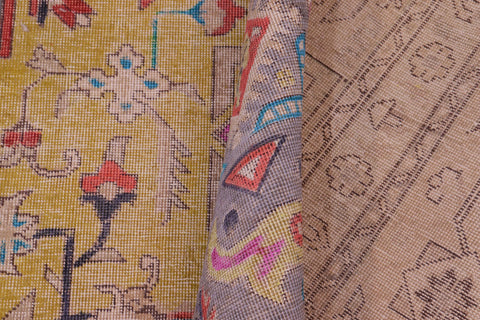 handmade Vintage Tabriz Yellow Gray Hand Knotted RECTANGLE 100% WOOL area rug 9' x 12'