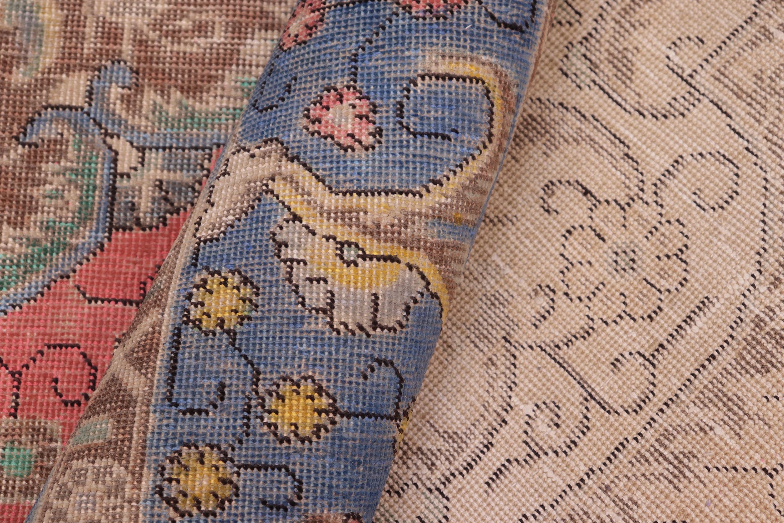 handmade Vintage Tabriz Red Blue Hand Knotted RECTANGLE 100% WOOL area rug 9' x 13'