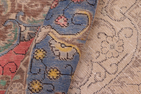 handmade Vintage Tabriz Red Blue Hand Knotted RECTANGLE 100% WOOL area rug 9' x 13'