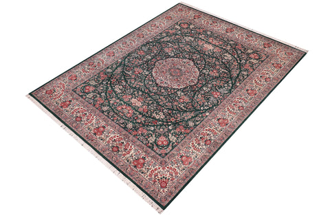 handmade Traditional Kashan Green Ivory Hand Knotted RECTANGLE 100% WOOL area rug 9x12
