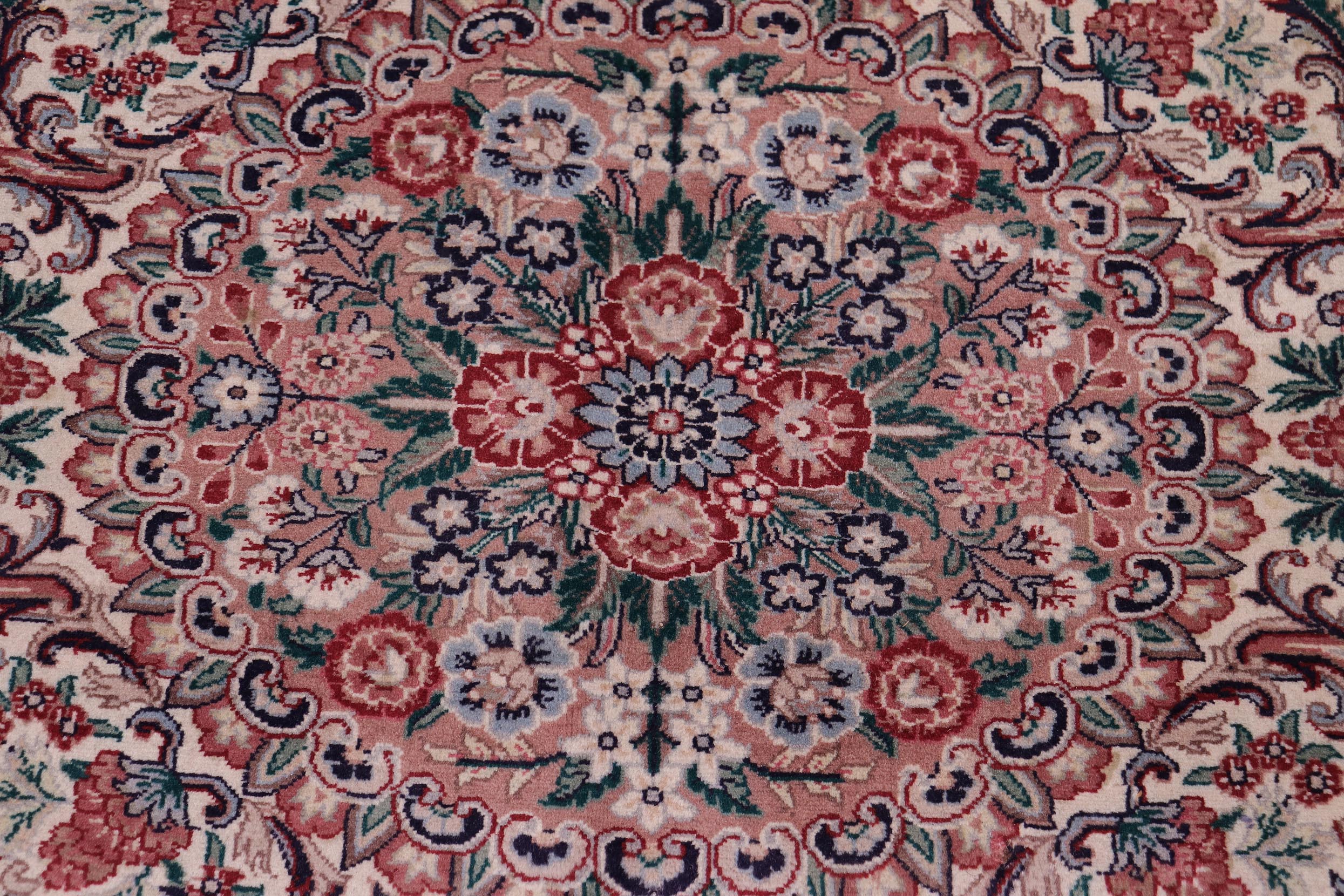 handmade Traditional Kashan Green Ivory Hand Knotted RECTANGLE 100% WOOL area rug 9x12