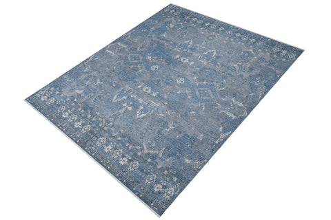 handmade Modern Modern Blue Gray Hand Knotted RECTANGLE WOOL&SILK area rug 12' x 15'