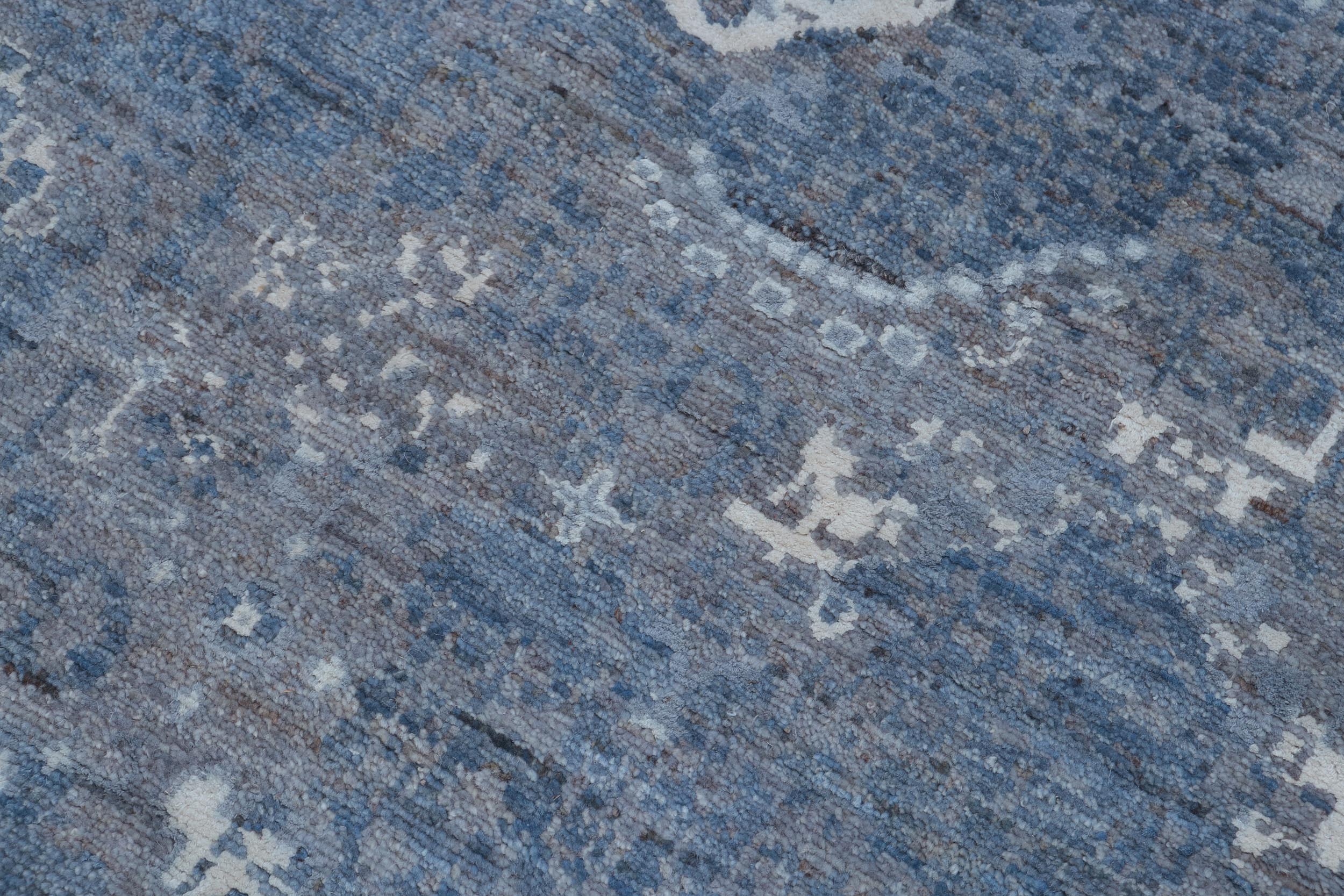 handmade Modern Modern Blue Gray Hand Knotted RECTANGLE WOOL&SILK area rug 12' x 15'