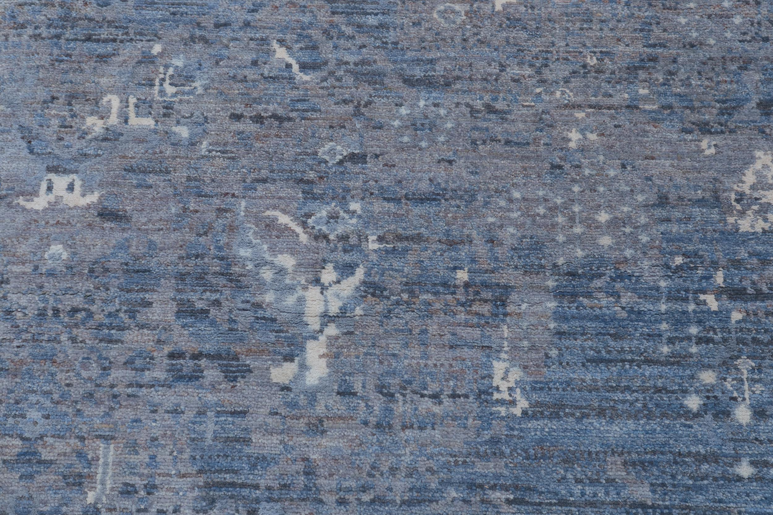 handmade Modern Modern Blue Gray Hand Knotted RECTANGLE WOOL&SILK area rug 12' x 15'