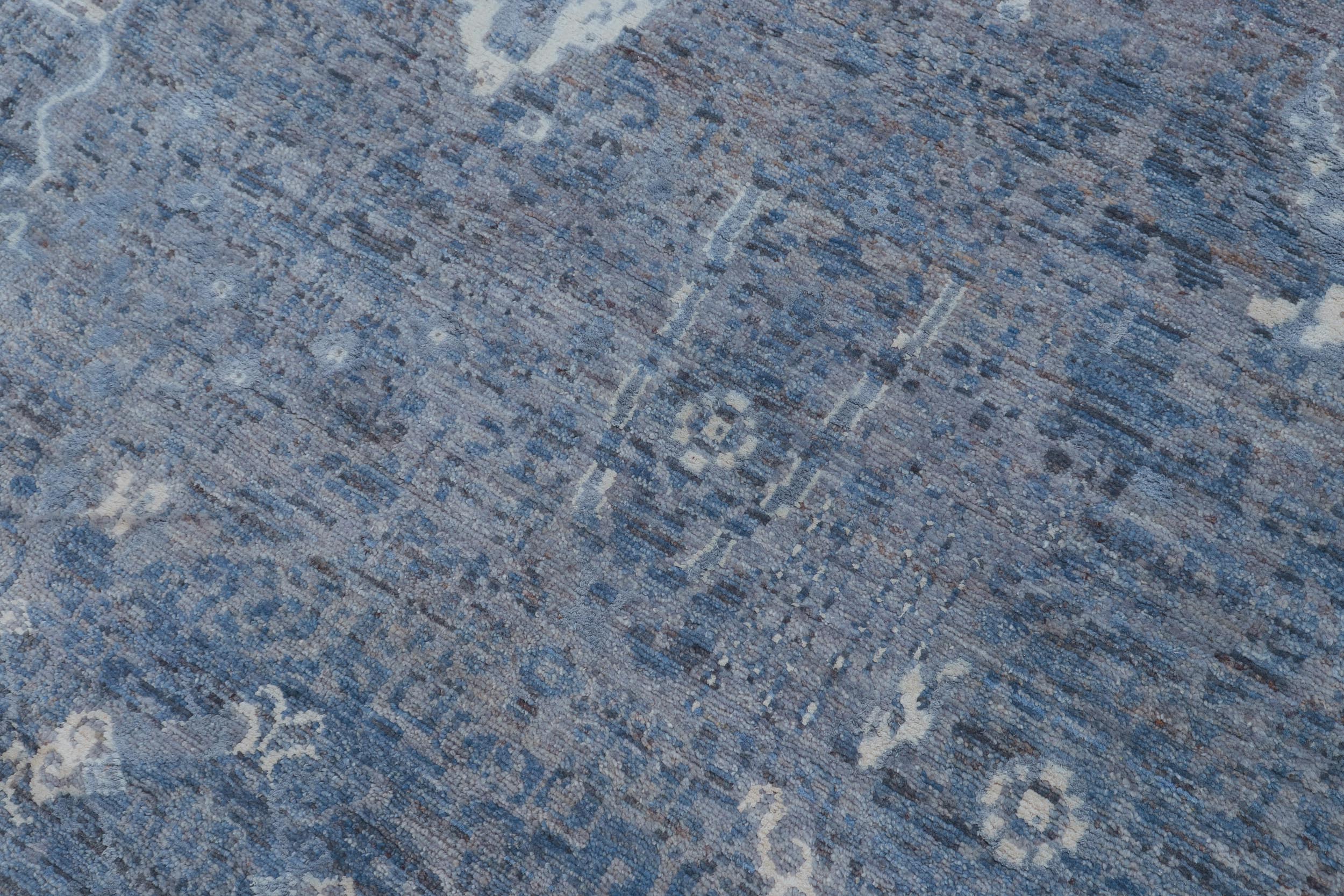 handmade Modern Modern Blue Gray Hand Knotted RECTANGLE WOOL&SILK area rug 12' x 15'