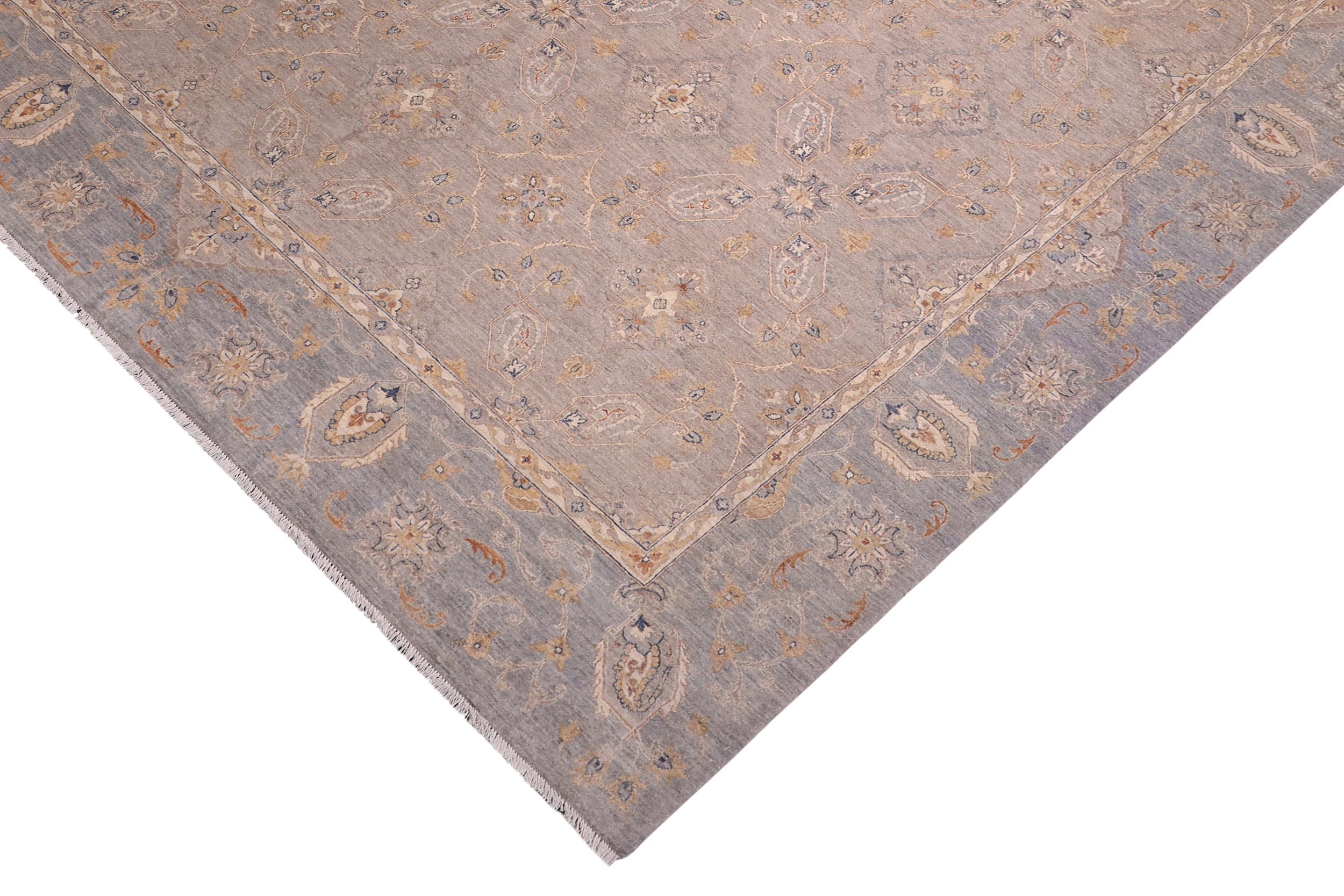 handmade Traditional Kafkaz Gray Blue Hand Knotted RECTANGLE 100% WOOL area rug 12x15