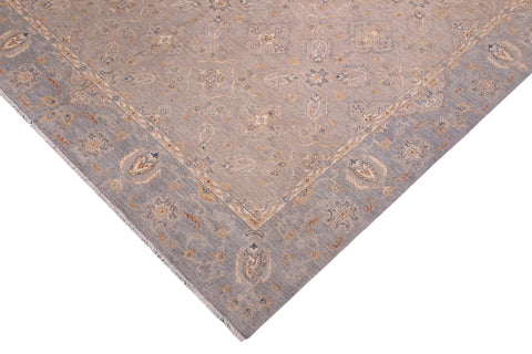 handmade Traditional Kafkaz Gray Blue Hand Knotted RECTANGLE 100% WOOL area rug 12x15